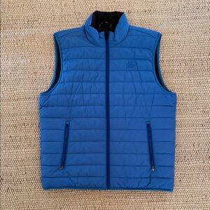 Brooks Brothers Bright Blue Quilted Puffer Vest - Full Zip reversible vest